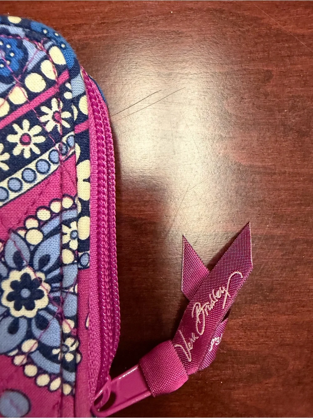 Vera Bradley Pink and Blue Paisley Quilted Zip Wallet - Picture 2 of 6